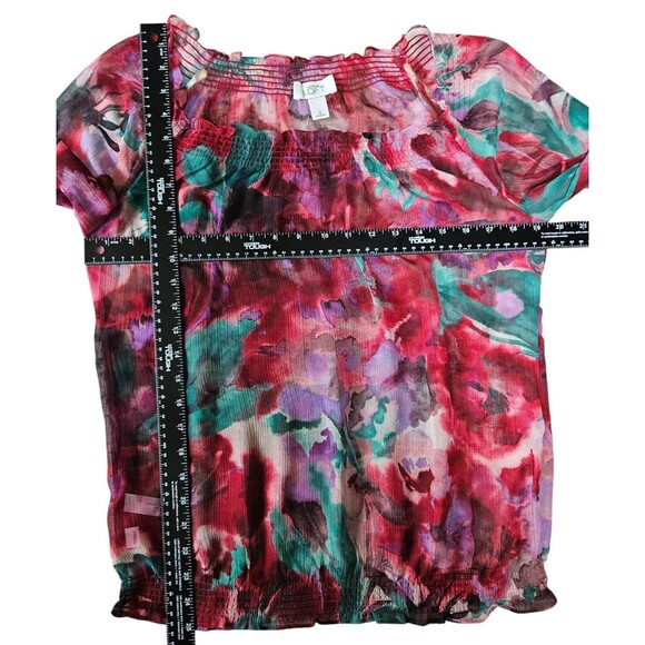 Ann Taylor LOFT size S Sheer Top Y2K Boho Flowy Festival Romantic Watercolors - Picture 7 of 9